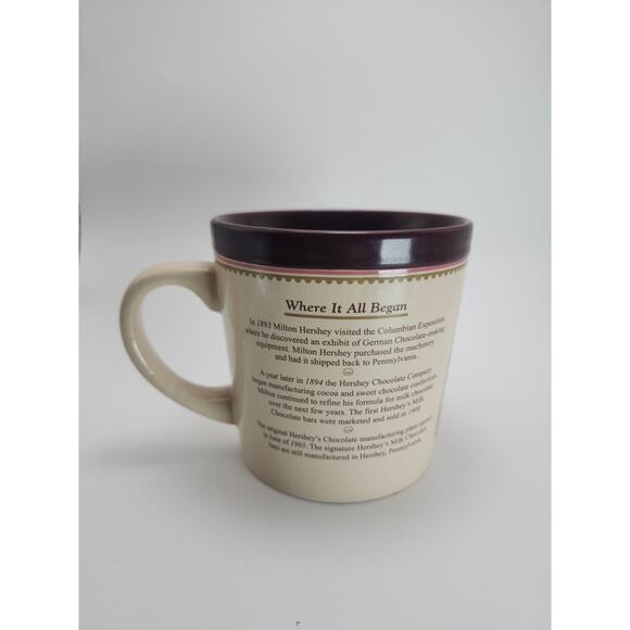 Vintage Hershey’s Mug Milton Hershey & Factory Where It All Began Beige Maroon - Picture 4 of 8